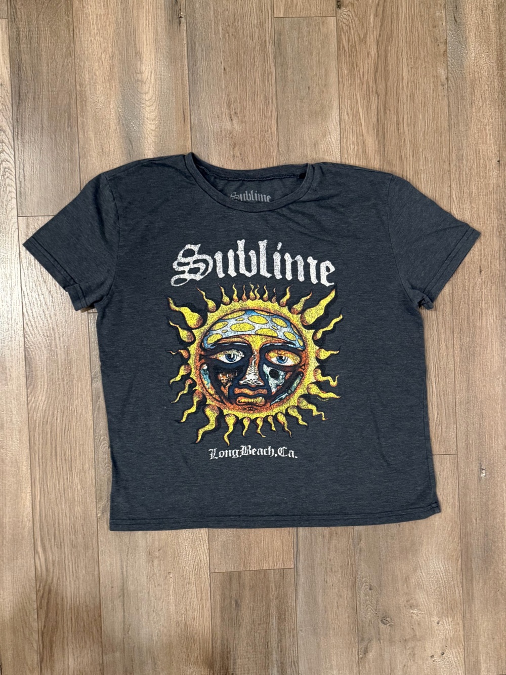 Sublime Cropped Charcoal Sun Graphic Tee